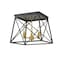 Z-Lite Trestle 3 Light Flush Mount, Matte Black & Olde Brass 447F14-MB-OBR - alternate 4